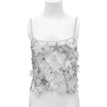 Handmade Gold Silver Tone Hollow Star Sequins Sleeveless Tank Top - ArtGalleryZen