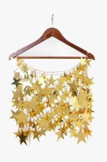 Handmade Gold Silver Tone Hollow Star Sequins Strappy Rave Party Skirt - ArtGalleryZen