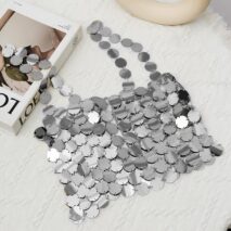 Handmade Gold Silver Tone Mirror Sequins Party Tank Top - ArtGalleryZen