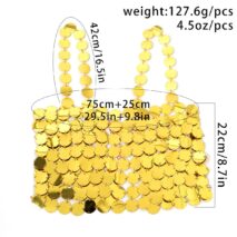 Handmade Gold Silver Tone Mirror Sequins Party Tank Top - ArtGalleryZen