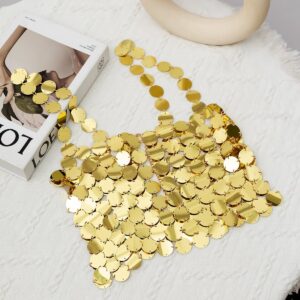 Handmade Gold Silver Tone Mirror Sequins Party Tank Top - ArtGalleryZen