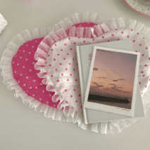 Handmade Heart Lace Fabric Removable Pillow Coaster - ArtGalleryZen