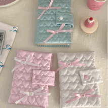 Handmade Heart Satin Bowknot A6 Fabric Book Cover - ArtGalleryZen