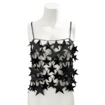 Handmade Hollow Pink Black Star Sequins Sleeveless Tank Top - ArtGalleryZen