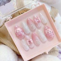 Handmade My Melody Winter Snowflake 3D Press on Nails False Nail - ArtGalleryZen