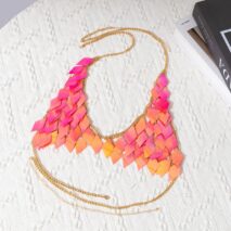 Handmade Orange Rhombic Squamous Backless Sequin Bra - ArtGalleryZen
