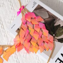 Handmade Orange Rhombic Squamous Backless Sequin Bra - ArtGalleryZen