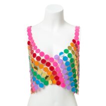 Handmade Rainbow Glitter Sequins Sleeveless Tank Top - ArtGalleryZen