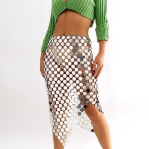 Handmade Rhombic Colorful Glitter Sequins Patchwork Strappy Nightclub Party Skirt - ArtGalleryZen