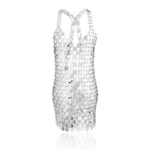 Handmade squamous Sequins Patchwork Nightclub Party Dress - Sequin Tops Glitter Party Strappy Tank Top - ArtGalleryZen