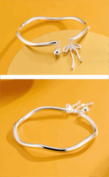 Handmade Silver Ribbon Bangle Bracelet - ArtGalleryZen