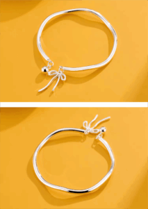 Handmade Silver Ribbon Bangle Bracelet - ArtGalleryZen