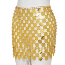 Handmade Squamous Glitter Sequins Patchwork Strappy Nightclub Party Skirt - ArtGalleryZen