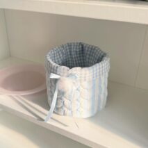 Handmade Sweet Bowknot Heart Round Fabric Storage Basket - ArtGalleryZen