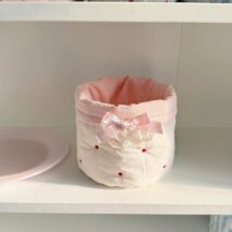 Handmade Sweet Bowknot Heart Round Fabric Storage Basket - ArtGalleryZen