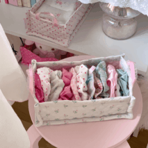 Handmade Sweet Heart Tulip Fabric Storage Basket - ArtGalleryZen