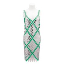 Handmade Two-tone Squamous Sequins Patchwork Rave Party Midi Dress - ArtGalleryZen