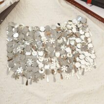 Handmade White Black Sequins Tassel Patchwork Strappy Nightclub Party Mini Skirt - ArtGalleryZen