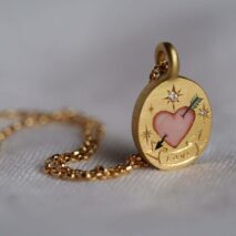 Hand Painted 24K Gold Filled Stainless Steel Arrow Heart Necklace Ring Set - ArtGalleryZen