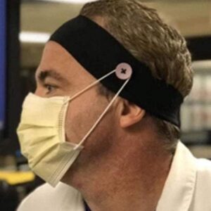 Headband with Buttons for Face Mask Holder - Yoga Sports Workout Turban Headwrap for Doctors Women Men - ArtGalleryZen