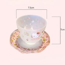 Hello Kitty Flower Glass Teacup And Saucer Set - ArtGalleryZen