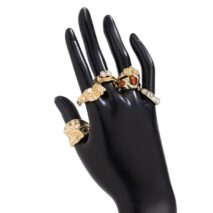 Hip Hop 7pcs Crystal Inlaid Pleated Open Ring Set - ArtGalleryZen