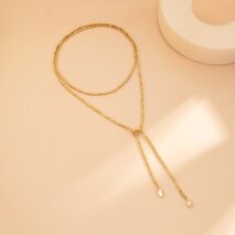 Hip - hop Style Square Beaded Long Chain Necklace - ArtGalleryZen