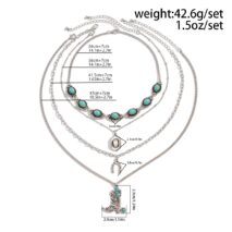 Hippie 4pcs Turquoise Boot Cowboy Hat Lucky Horseshoe Pendant Necklace Set - ArtGalleryZen