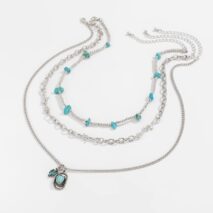Hippie Layered Cactus Cowboy Hat Pendant Turquoise Necklace Set - ArtGalleryZen