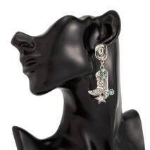 Hippie Turquoise Inlaid Boot Cowboy Hat Star Dangle Earrings - ArtGalleryZen