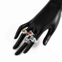 Irregular 4Pcs Gold Silver Plated Crystal Inlaid Open Ring Set - ArtGalleryZen