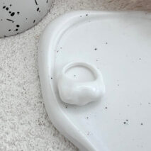 Irregular Chunky Black And White Resin Ring - ArtGalleryZen