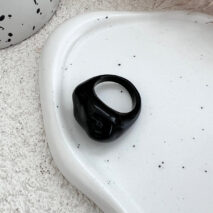 Irregular Chunky Black And White Resin Ring - ArtGalleryZen