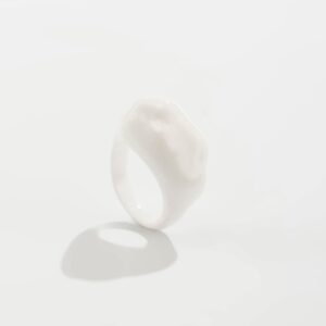 Irregular Chunky Black And White Resin Ring - ArtGalleryZen