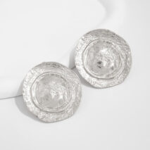 Irregular Chunky Round Disk Stud Earrings - ArtGalleryZen
