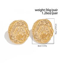 Irregular Chunky Textured Oval Stud Earrings - ArtGalleryZen
