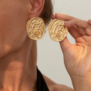 Irregular Chunky Textured Oval Stud Earrings - ArtGalleryZen
