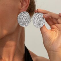 Irregular Chunky Textured Oval Stud Earrings - ArtGalleryZen