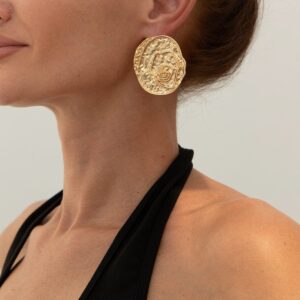 Irregular Chunky Textured Oval Stud Earrings - ArtGalleryZen