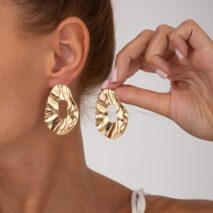 Irregular Gold Silver Plated Chunky Hoop Stud Earrings - ArtGalleryZen