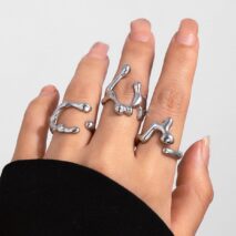 Irregular Gold Silver Plated Flow Waterdrop Ring Set - ArtGalleryZen