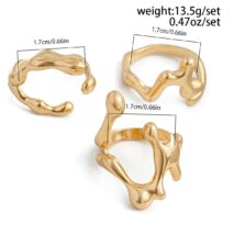 Irregular Gold Silver Plated Flow Waterdrop Ring Set - ArtGalleryZen