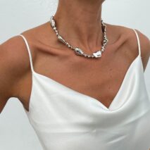 Irregular Gold Silver Tone CCB Beaded Chain Necklace - ArtGalleryZen