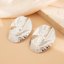 Irregular Pleated Oval Stud Earrings - ArtGalleryZen