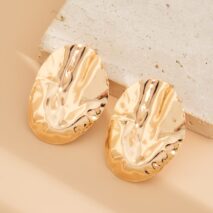 Irregular Pleated Oval Stud Earrings - ArtGalleryZen