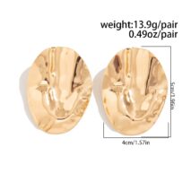 Irregular Pleated Oval Stud Earrings - ArtGalleryZen