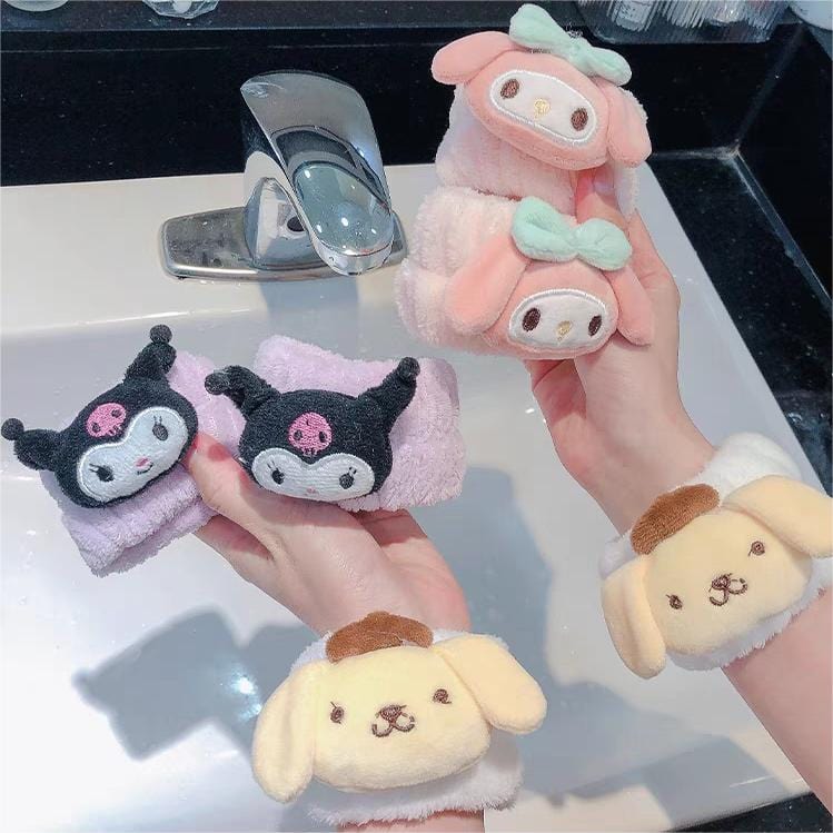 Kawaii 2 Pieces Face Washing Anti-Wet Plush Wristband Hairband Set - ArtGalleryZen