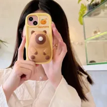 Kawaii 3D Capybara Blowing Bubbles iPhone Case - ArtGalleryZen