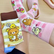 Kawaii 4 Pieces Rilakkuma Strawberry Mid Calf Socks Set - ArtGalleryZen