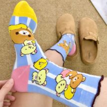 Kawaii 4 Pieces Rilakkuma Strawberry Mid Calf Socks Set - ArtGalleryZen